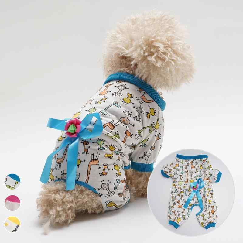 犬服 小型犬 中型犬 薄手 軽量 通気性抜群 快適 肌触り良い 四足 パジャマ 部屋着 春秋 男女兼用 リブ..