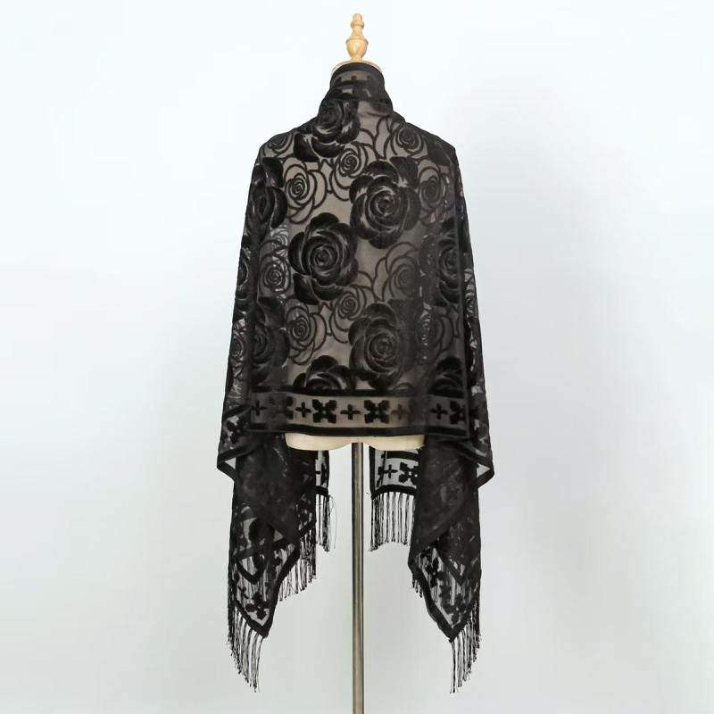 ストール レディース 女性用 刺繍 ローズ ヒョウ柄 保温 暖かい フリンジ 大判 ショール 春秋冬 ボヘミアン エスニック ビスコース繊維 エレガント 冷え対策 通勤 旅行(x2)