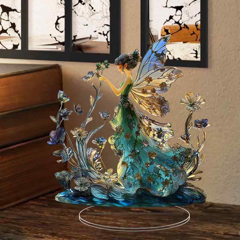 インテリア 置物 クリスタル 花の妖精 2D アクリル 卓上飾り モダン アート 彫刻 リビング オフィス クリスマス ハロウィン 誕生日 プレゼント ギフト