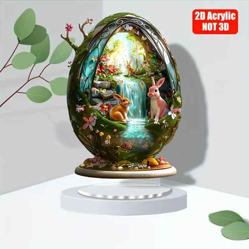 置物 イースター うさぎ たまご モチーフ アクリル製 卓上 デコレーション クリア 透明 かわいい おしゃれ インテリア オブジェ 飾り 春 季節飾り リビング 玄関 ギフト コレクション