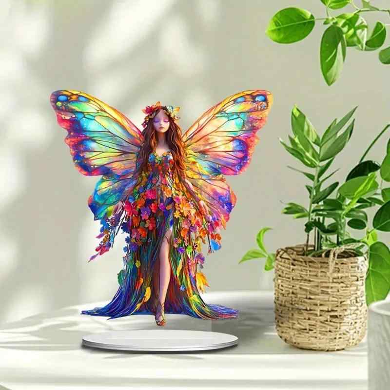 置物 アクリル製 翼付き 精霊 妖精 フェアリー カラフル 卓上 リビング 寝室 インテリア カントリー調 ファンタジー オブジェ デコレーション