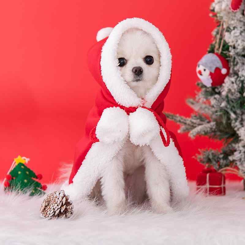 ペット服 犬 猫 秋冬 保温 防寒 赤ずきん フード付き ケープ マント ポンチョ かわいい クリスマス イ..