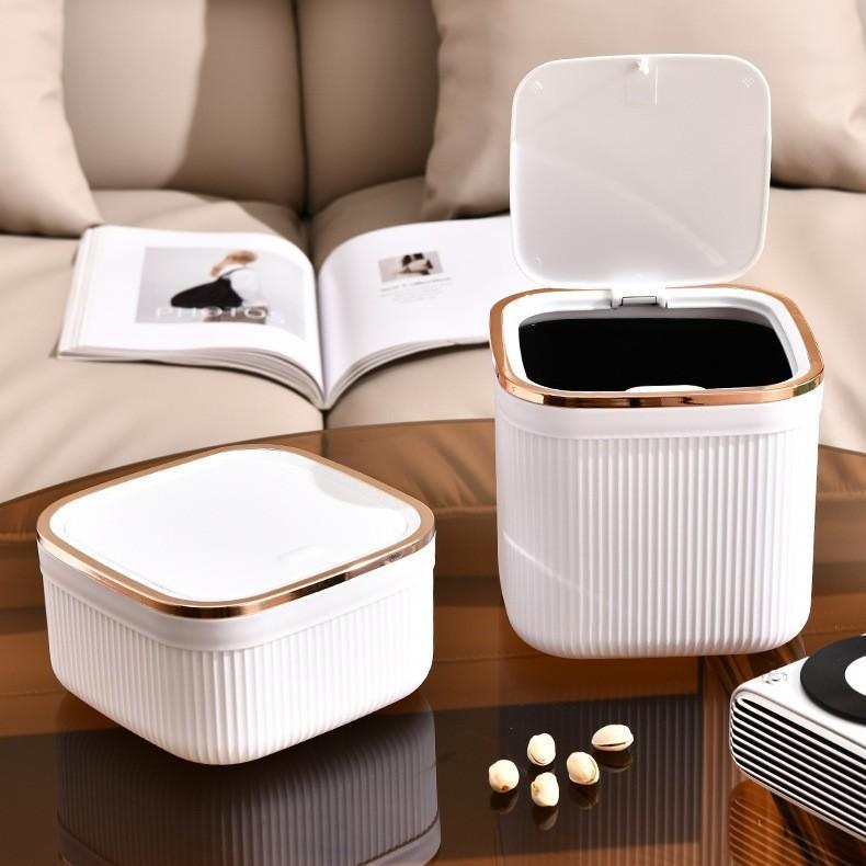 ゴミ箱 プッシュ式 蓋付き ミニ 卓上 コンパクト 家庭用 リビング デスク サイドテーブル 洗面所 オフ..