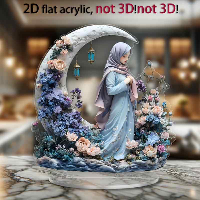 置物 レディース バレンタイン 新月 アクリル 2D 花柄デザイン 高級感 かわいい 卓上 デスクトップ オ..