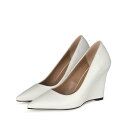 パンプス レディース 春夏 カジュアル おしゃれ ポインテッドトゥ ウェッジソール ハイヒール 浅履き シンプル 欧米風 フェイクレザー 安定感 デイリーユース