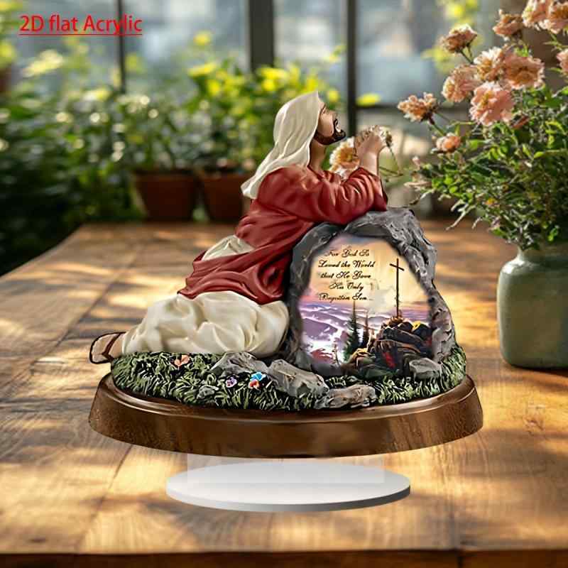 置物 多機能 レトロ ボヘミアンスタイル 2D アクリル イエス 祈祷 卓上オブジェ インテリア雑貨 ホーム..