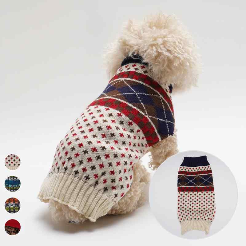 ペットウェア 犬猫兼用 クリスマス トナカイ柄 赤鼻 防寒 あったか ニットセーター アクリル素材 ソフ..