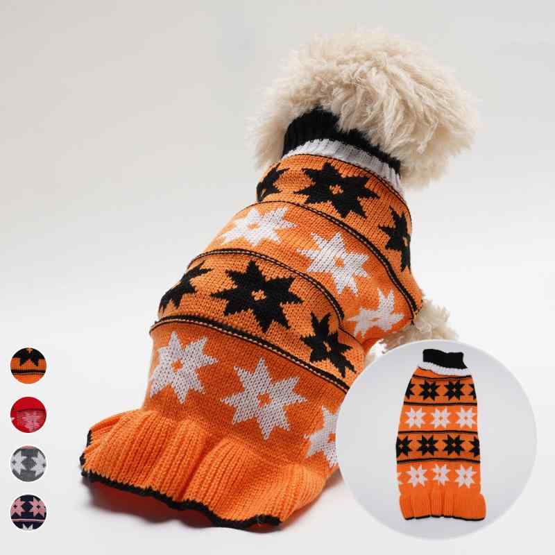 ペットウェア 小型犬 猫用 秋冬 あったか 保温 防寒 アクリル 水玉 ドット柄 ニット セーター プリンセ..