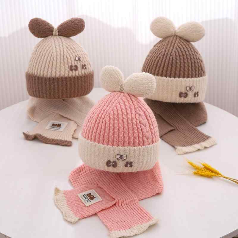 ニット帽 ベビー 秋冬 防寒 あったか 伸縮性 やわらか クマ耳 かわいい ビーニー 赤ちゃん 子供用 カジュアル おしゃれ(x2)