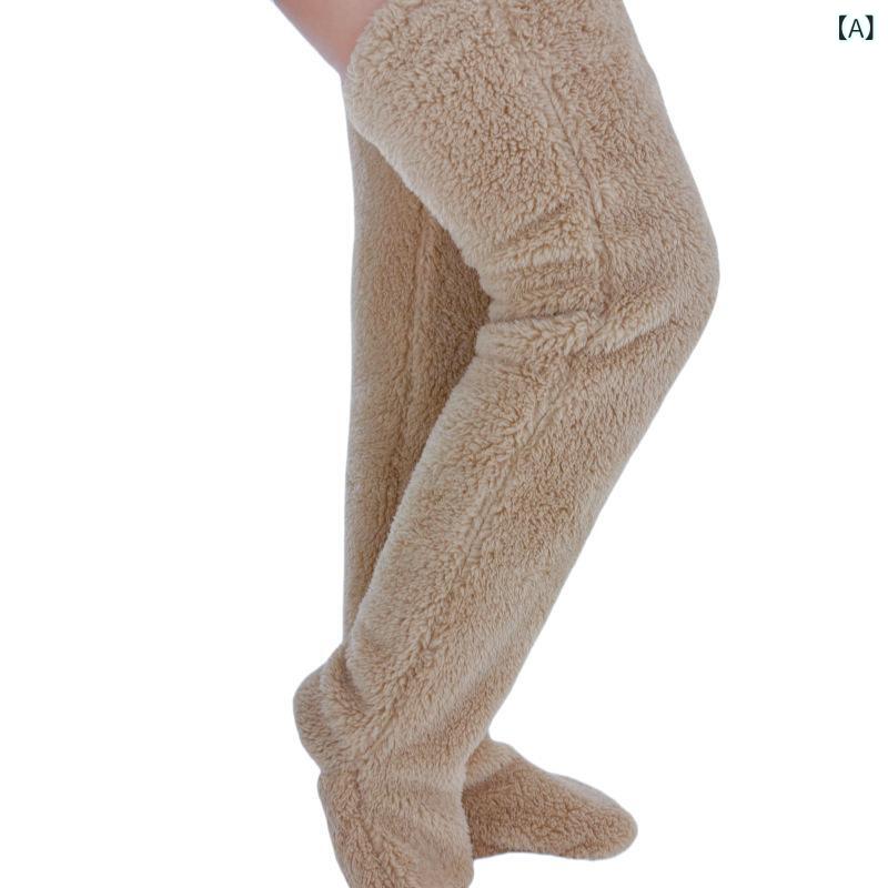ルームソックス ガールズ レディース 秋冬 テディベア柄 保温 防寒 膝丈 滑り止め ハイソックス ロングソックス ポリエステル製 シンプル フリーサイズ