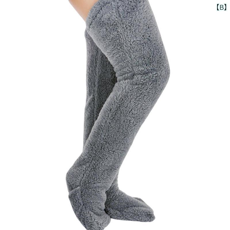 ルームソックス ガールズ レディース 秋冬 テディベア柄 保温 防寒 膝丈 滑り止め ハイソックス ロングソックス ポリエステル製 シンプル フリーサイズ