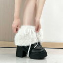 レッグウォーマー レディース 保温 防寒 厚手 ふわふわ フェイクファー Y2K サブカルチャー ストラップ ショート丈 秋冬 白 オフホワイト フリーサイズ ルームウェア ファッション小物