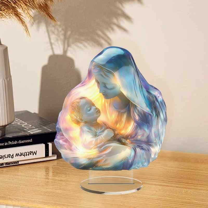 置物 アクリル製 クリスタル調 2Dプリント キリスト降誕 クリスマス 卓上 デスク リビング オフィス 装飾品 オブジェ インテリア アメリカンデザイン ギフト プレゼント 記念品(x2)