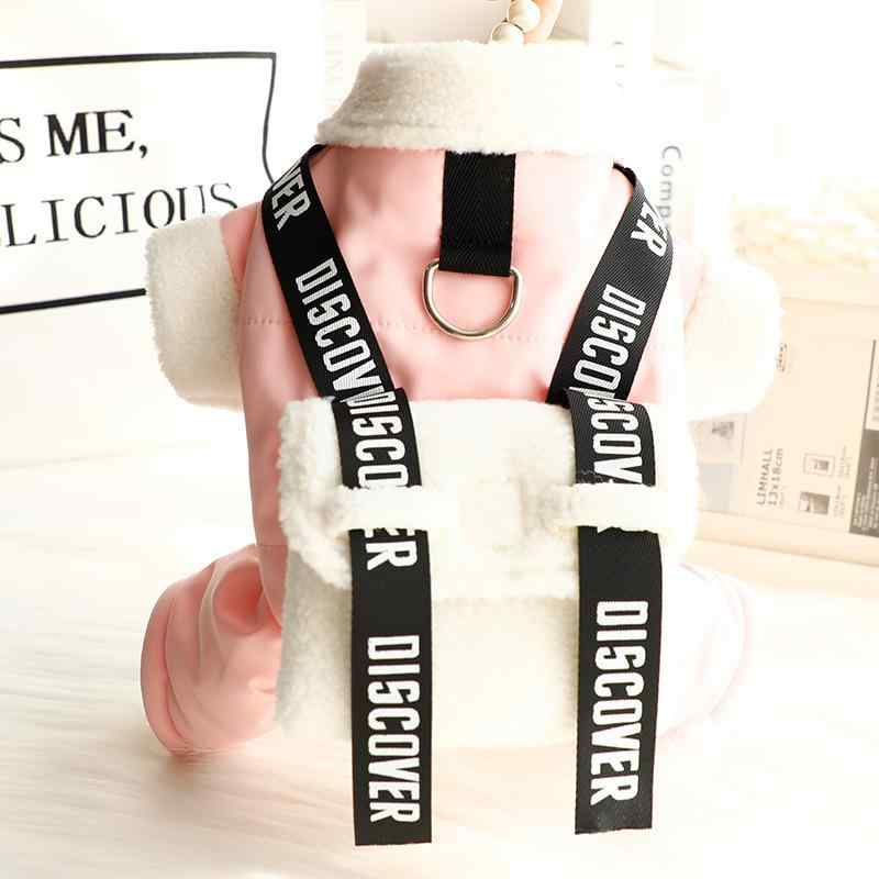 ドッグウェア 小型犬用 秋冬 厚手 撥水加工 保温 中綿入り オールインワン ハーネス一体型 バックパッ..