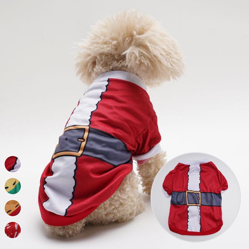 ペットウェア 犬猫兼用 クリスマス 薄手 かわいい キャラクター プリント Tシャツ 犬 猫 小型犬 仮装 ..