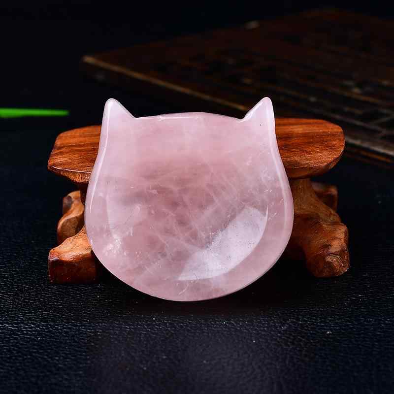 置物 天然 ローズクォーツ 猫耳 ボウル 原石 クリスタルボール 台座 キャンドルスタンド 燭台 インテリ..