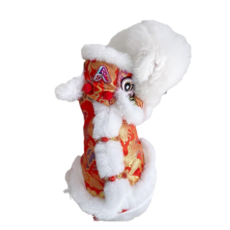 犬服 厚手 保温性 秋冬 防寒 子犬 子猫 小型犬 中型犬 ペット用 新年 お正月 お祝い チャイナ風 ベスト..