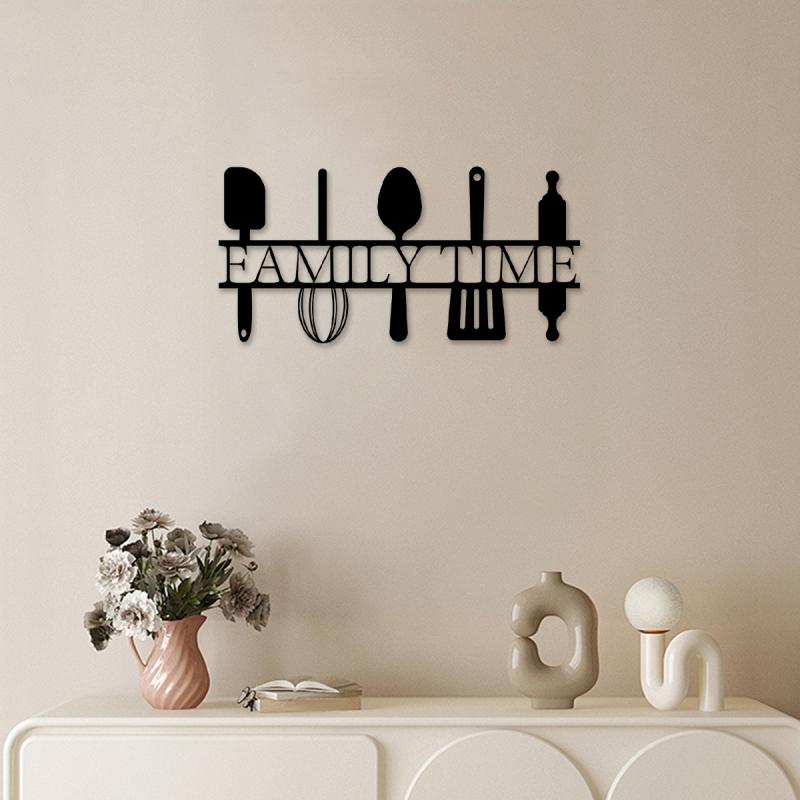 ウォールデコ Family Time シルエット アイアン製 ブラック シンプル モダン 壁飾り 玄関 ダイニング キッチン リビング オフィス 廊下 店舗用 壁掛けインテリア(x2)