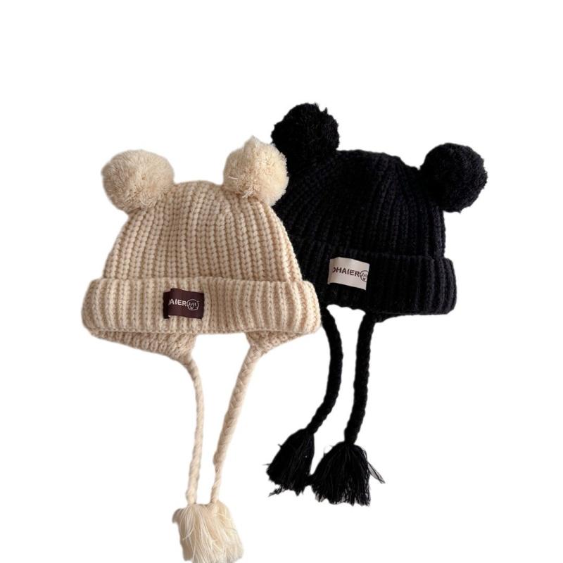 ニット帽 ベビー キッズ 男の子 女の子 幼児 男女兼用 冬用 厚手 保温 防寒 防風 かわいい おしゃれ ポ..
