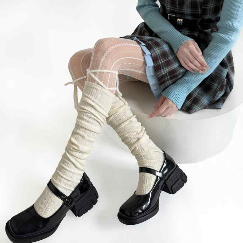 ソックス レディース 秋冬 モコモコ ふわふわ あったか 保温 ルーズソックス くしゅくしゅ リボン 蝶結び 細見え レイヤード レッグウォーマー 無地 万能 かわいい ガーリー 綿 コットン 部屋着 ルームソックス