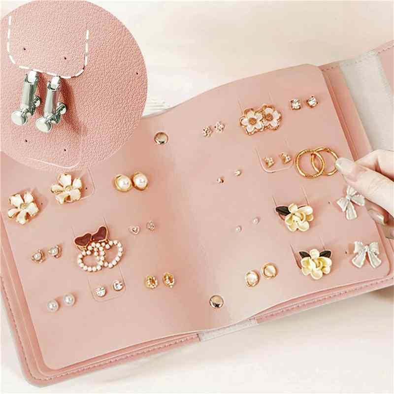 ジュエリーケース ピアス イヤリング 大容量 収納 本型 ファイル かわいい おしゃれ 携帯用 PUレザー 旅行用 コンパクト アクセサリー ポーチ ボックス ピンク グリーン ブルー