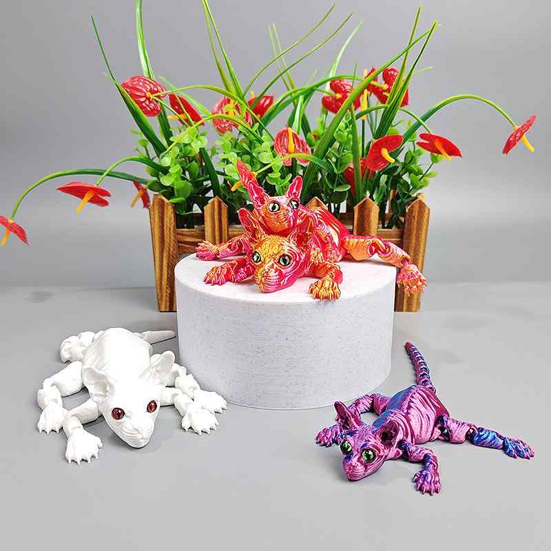 置物 スフィンクス猫 無毛猫 3Dプリント リアル フィギュア オブジェ かわいい ユニーク インテリア雑貨 ギフト PLA素材 夜光対応