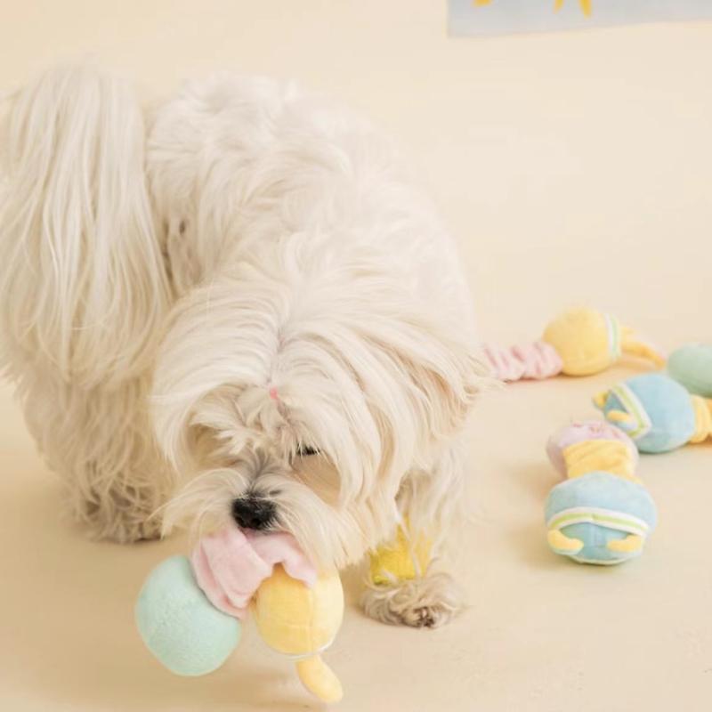 ペットおもちゃ かわいい 犬 猫用 ぬいぐるみ ダンベル型 カシャカシャ音が鳴る スクイーカー入り 噛む 知育 ノーズワーク ストレス解消 室内遊びトイ