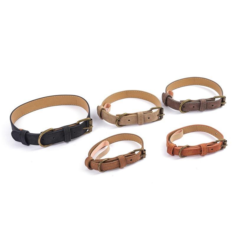 ペット 犬 猫 首輪 調節可能 サイズ調整 PUレザー 合成皮革 締め付け防止 負担軽減 無地 シンプル 豊富..