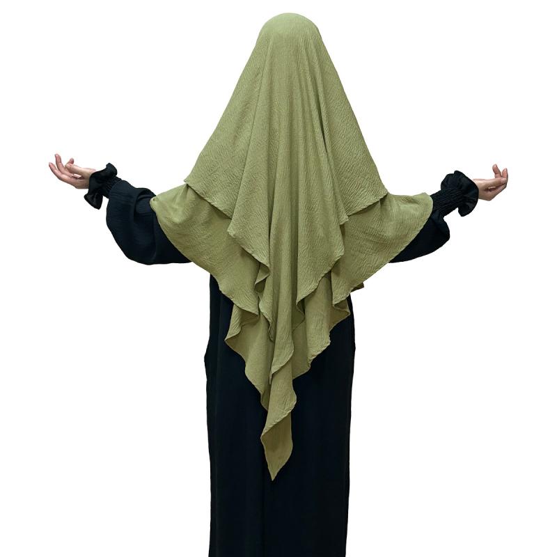 頭巾 レディース 日よけ UV対策 オールシーズン 無地 プリーツ 大判 ロング丈 ダブルレイヤー ポリエス..