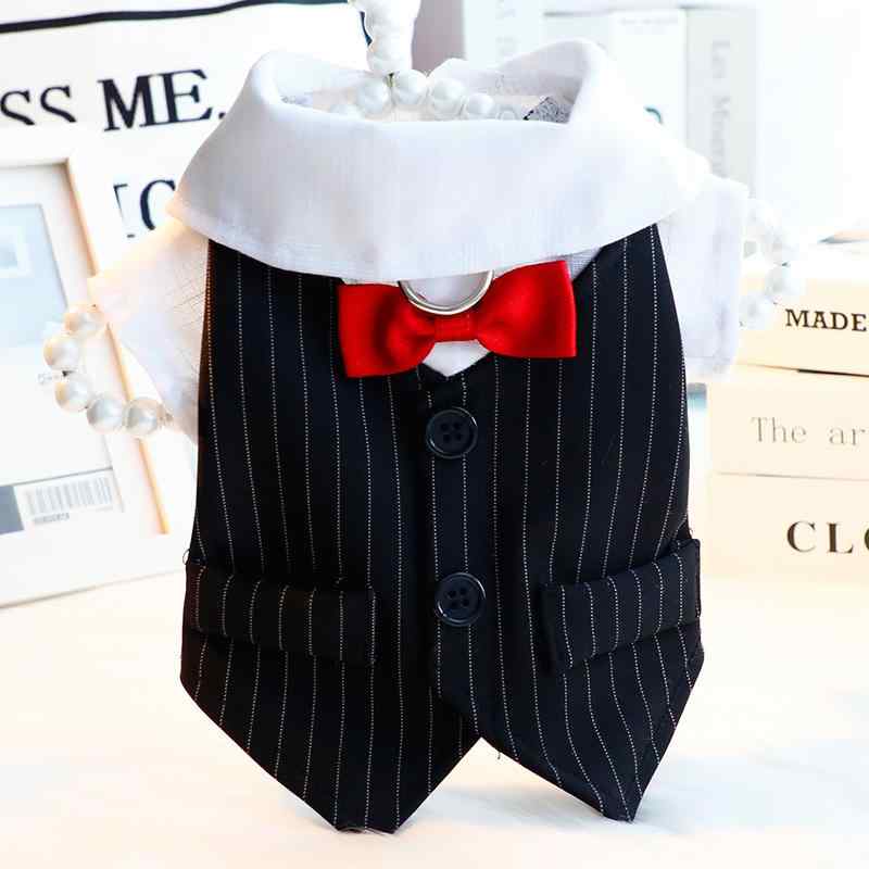 シャツ 小型犬 犬猫兼用 牽引可能 コットン素材 春秋物 結婚式 フォーマル 燕尾服風 タキシード モノト..