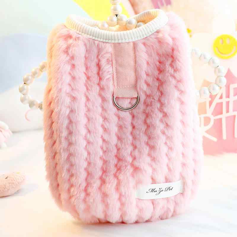 ペットウェア 小型犬 猫用 秋冬 厚手 暖かい 防寒 波型フリース素材 綿入り ベスト リードホール付き ..