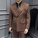 スーツ メンズ 羊毛 ウール スリムフィット ダブルブレスト ビジネス フォーマル カジュアル スリーピース セットアップ 礼服 結婚式 パーティー 通勤 オフィス 春秋