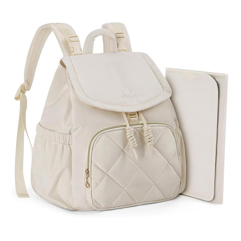 マザーズバッグ 軽量 大容量 通気性 保温 収納 旅行用 リュックサック 巾着 ベビーグッズ ベビーカーフック 肩掛けストラップ ナイロン ブラック オフホワイト ベージュ