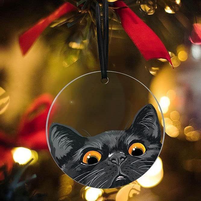 チャーム アクリル 黒猫 面白い 表情 ユニーク 個性的 車内 インテリア 吊り下げ 飾り シンプル モダン 動物 ホームデコレーション カーアクセサリー