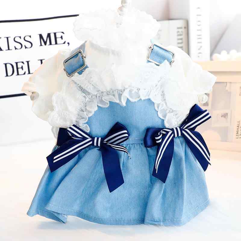 犬服 小型犬 テディ 猫用 わんちゃん にゃんこ デニム ジャンパースカート プリンセス マリン風 リゾー..