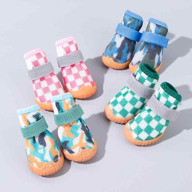 ドッグシューズ 小型犬用 夏用 通気性抜群 滑り止め ゴム底 汚れ防止 脱げにくい お散歩 外出 トイプー..