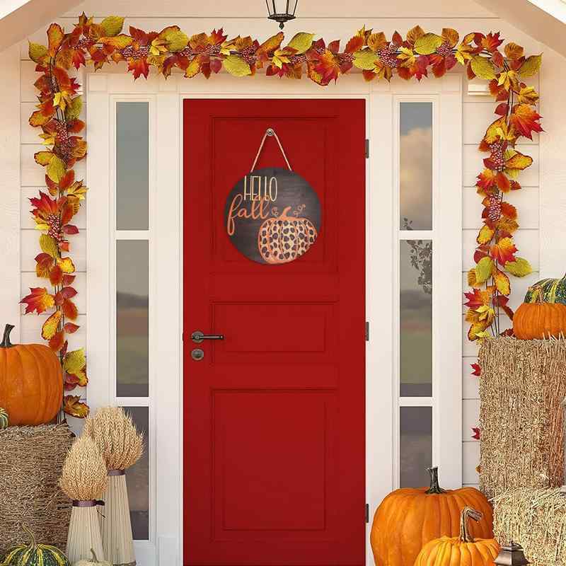 ウォールデコレーション ハロウィン 木製 円形 ドアプレート サインボード 玄関飾り おしゃれな壁掛けオーナメント インテリア雑貨(x2)