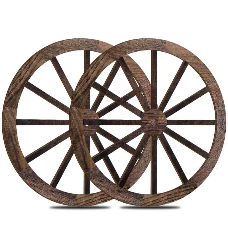 壁飾り 木製 馬車輪 ワゴンホイール アンティーク 西洋風 ガーデン 吊り下げ オブジェ レトロ インテリ..