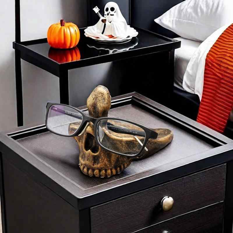 置物 スカル ドクロ 眼鏡スタンド メガネホルダー 卓上 デスクトップ オブジェ ユニーク デザイン ハロ..