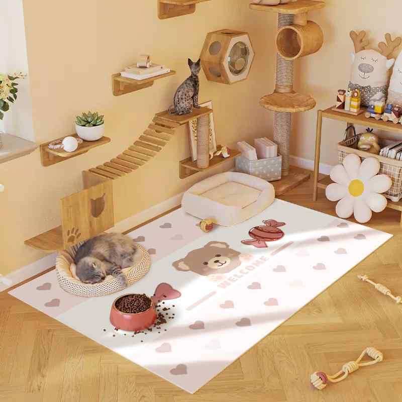 ペットマット 猫 犬用 家庭用 防水 滑り止め PVC製 食事用 フードマット ケージマット お手入れ簡単 清..