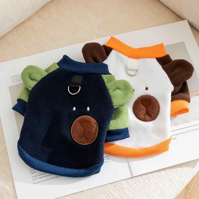 ペット服 犬 猫用 もこもこ フリース トレーナー くま 立体耳 かわいい キャラクター 防寒 保温 暖かい..