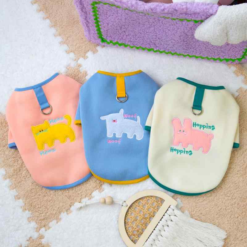 犬猫用スウェット 小型犬 子犬 秋冬向け 保温 あったか かわいい ジャンプ猫デザイン ポリエステル素材..