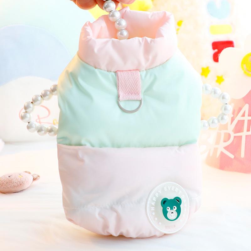 犬服 ドッグウェア 猫服 キャットウェア 秋冬 厚手 綿入り コットン あたたかい 保温 防寒 リード穴付..