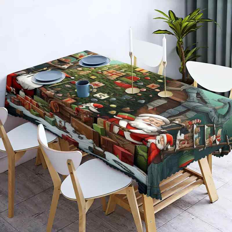 テーブルクロス TPU素材 クリスマス レトロ ヴィンテージ 防水 撥水 防油 撥油 北欧風 長方形 食卓カバー テーブルマット アルファベット柄 おしゃれ ダイニング装飾 秋冬