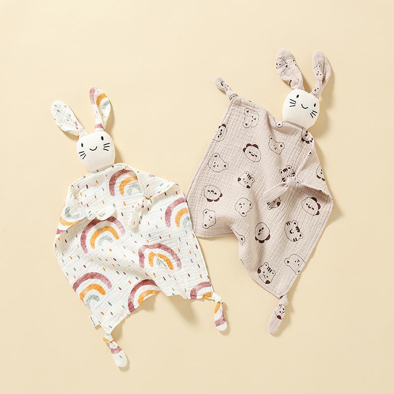 ぬいぐるみ ベビー 赤ちゃん 新生児 乳幼児 綿ガーゼ 口に入れても安心 歯固め 噛む 寝かしつけ 安眠 おねんね おしゃぶりタオル ハンドパペット 動物 アニマル おもちゃ