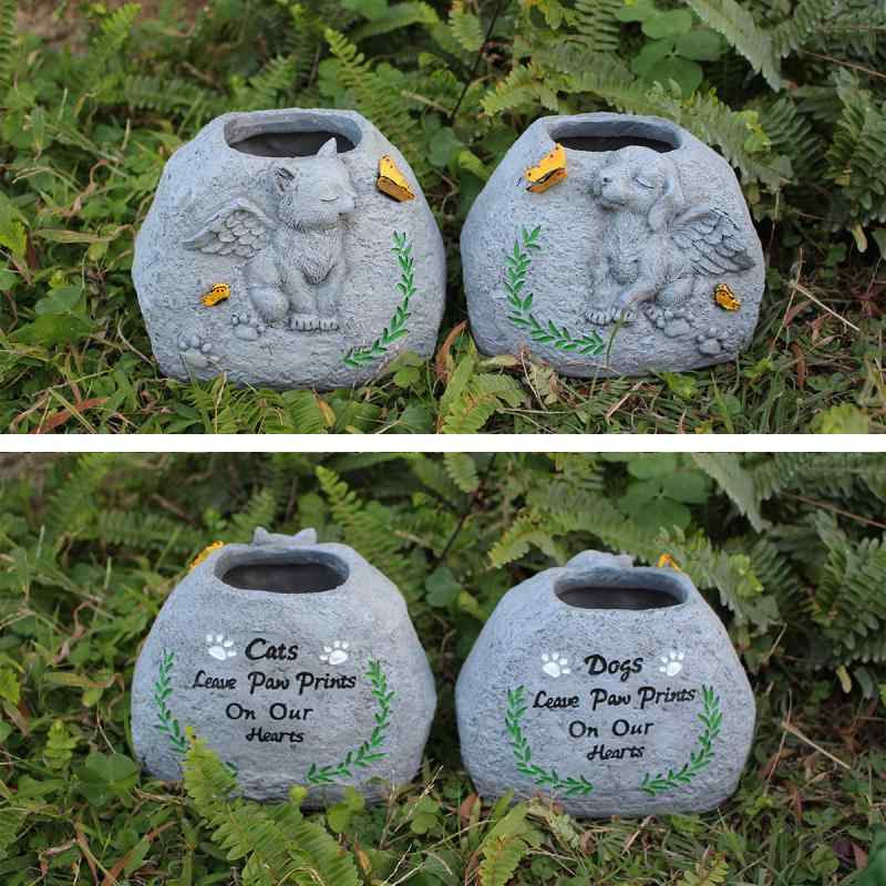 ペット供養 墓石 犬 猫 小動物用 植木鉢 プランター 合成樹脂製 リアルな メモリアルストーン ガーデン..