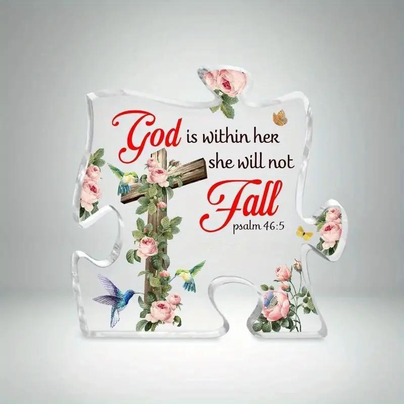 置物 アクリル製 立体 パズル型 幾何学模様 十字架 クリア オブジェ 卓上 インテリア デスク飾り モダン シンプル ギフト プレゼント 贈り物 記念日(x2)