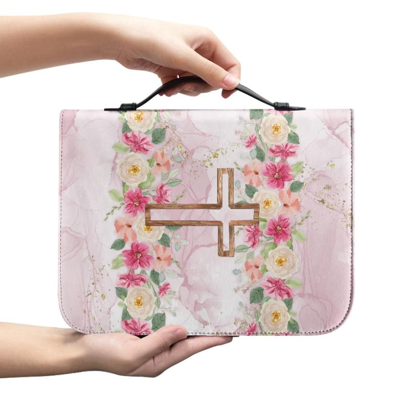 保護カバー 通勤 ビジネス 学生用 オフィス 学習 PUレザー 十字架 花柄 ファイルケース ブックカバー ..