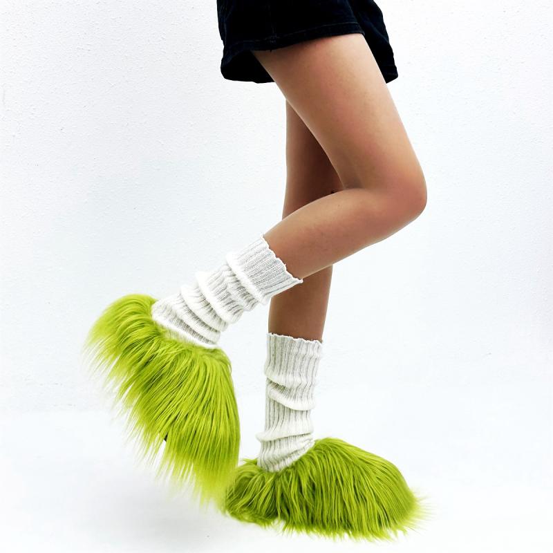 ルームシューズ 男女兼用 もこもこ 厚底 ロングファー クローズドトゥ カラフル EVAソール 室内履き 室..