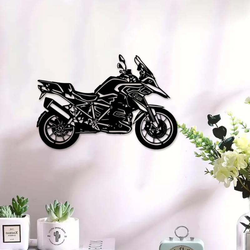 ウォールデコレーション アイアン製 メタル オートバイ スポーツカー バイク アートパネル かっこいい リビング 寝室 店舗 ガレージ クラブ 背景飾り 壁掛け ブラック モダン(x2)